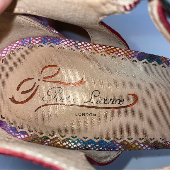 Poetic License platform floral 3D rosette petals strappy heels sandals - Picture 5 of 7